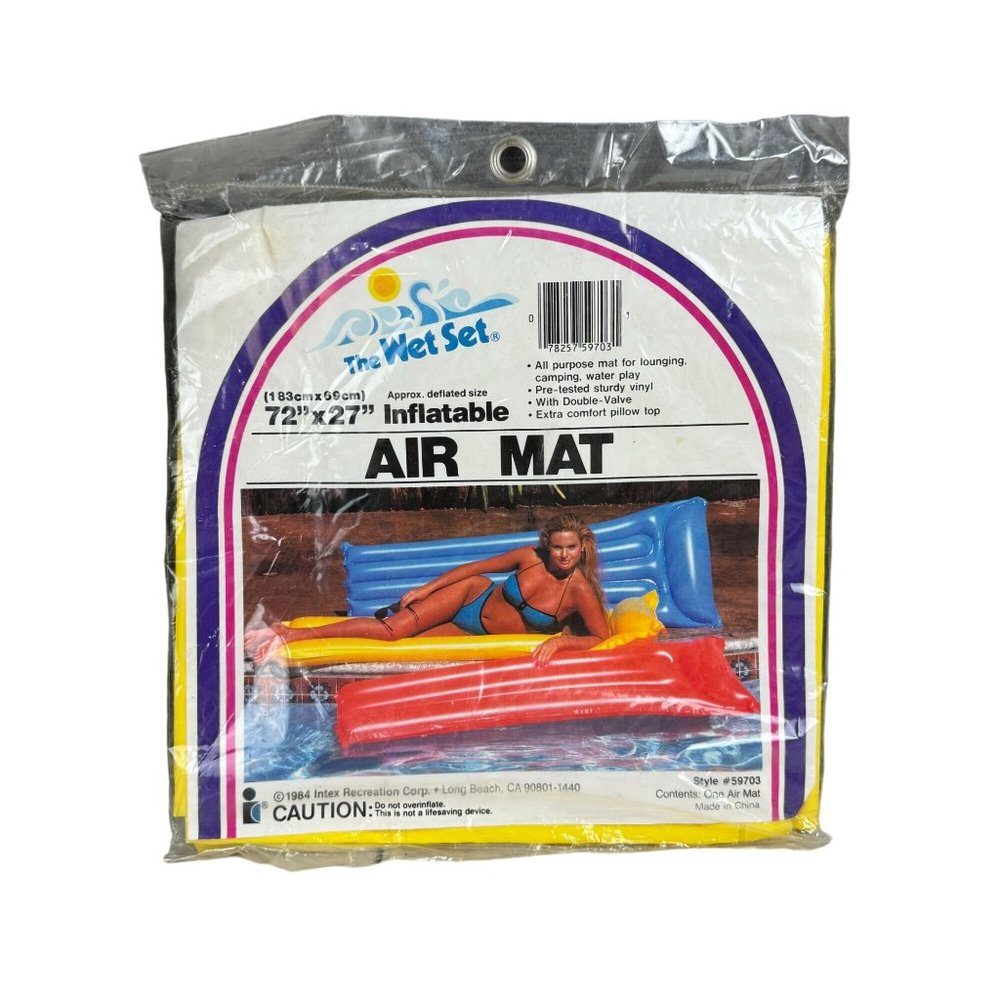 Vintage NOS The Wet Set Inflatable Vinyl Air Mat Pool Float 72" x 27"